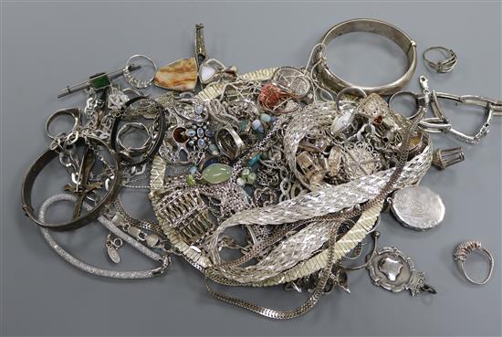 A quantity of assorted mainly silver jewellery, including charm bracelet and Italian necklaces etc.